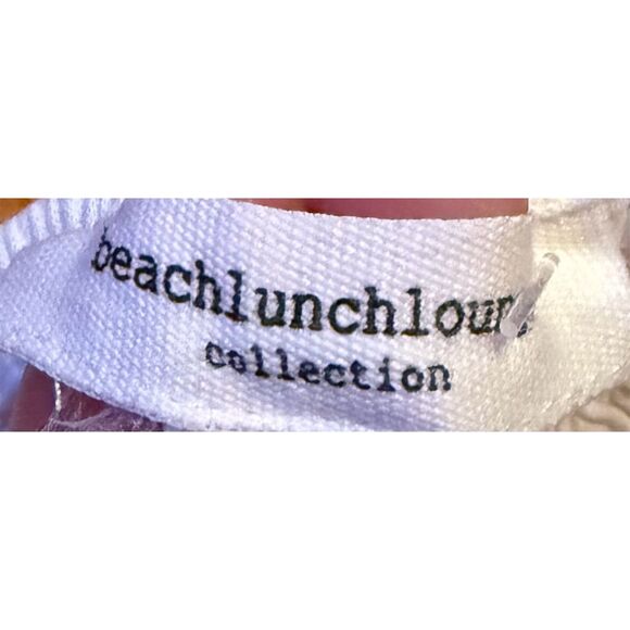 Beach Lunch Lounge Women's White Midi Dress L Short Puff Sleeve Square - Picture 8 of 10